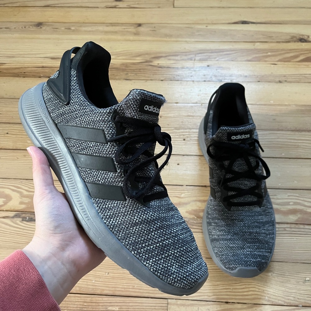Adidas Kaptir 2.0 Running Shoes Mens 11 Grey Black Cloudfoam GW0757 Knit Sneaker